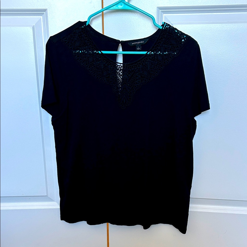 Banana Republic Black Lace Accent Blouse